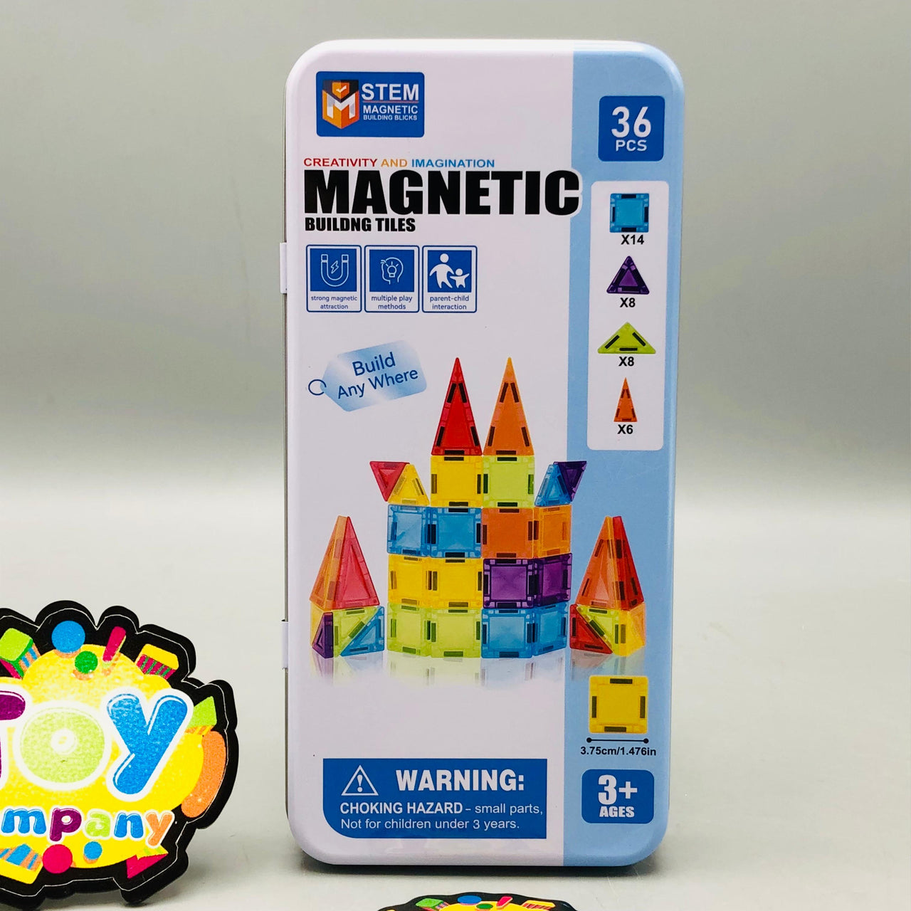 36Pcs Kids Magnetic Tiles Building Set With Storage Box