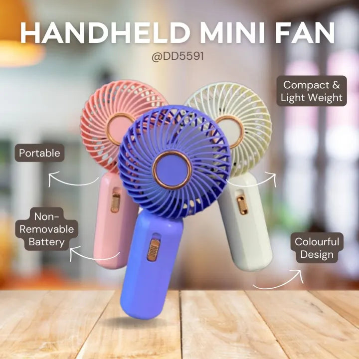 Rechargeable Handheld & Desktop Fan With Light