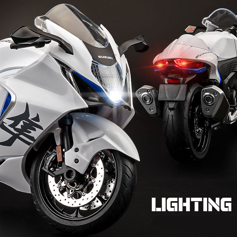 1:9 Diecast Suzuki Hayabusa Model Bike - White
