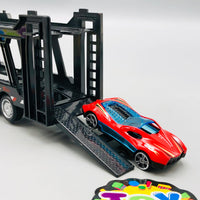 Diecast Car Carrier Truck With Trailer - 3Pcs Cars