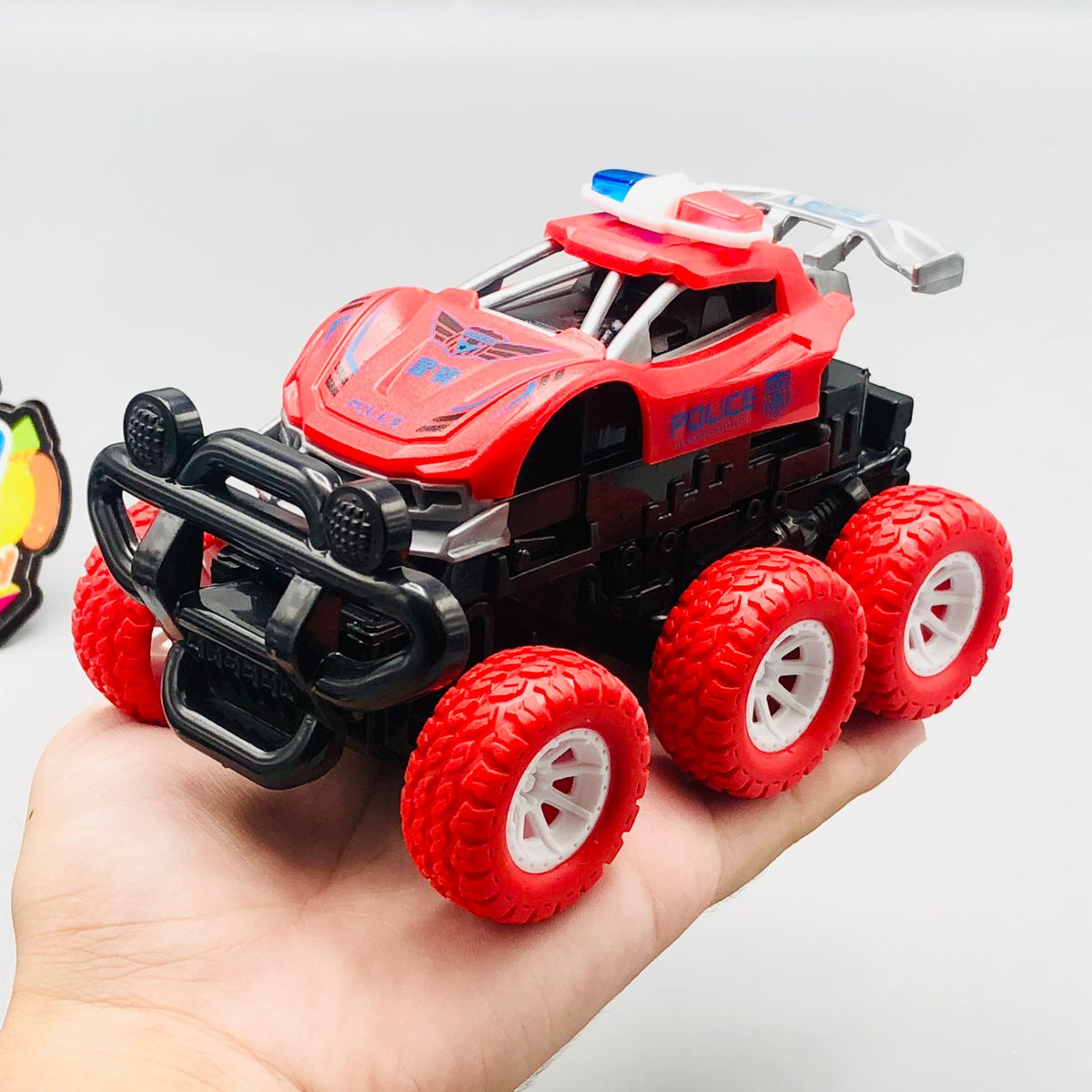 1Pc ABS Inertial Collision 6WD Police Car