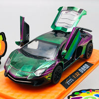 1:32 Diecast Lamborghini Aventador With Acrylic Display Box - Metallic Green