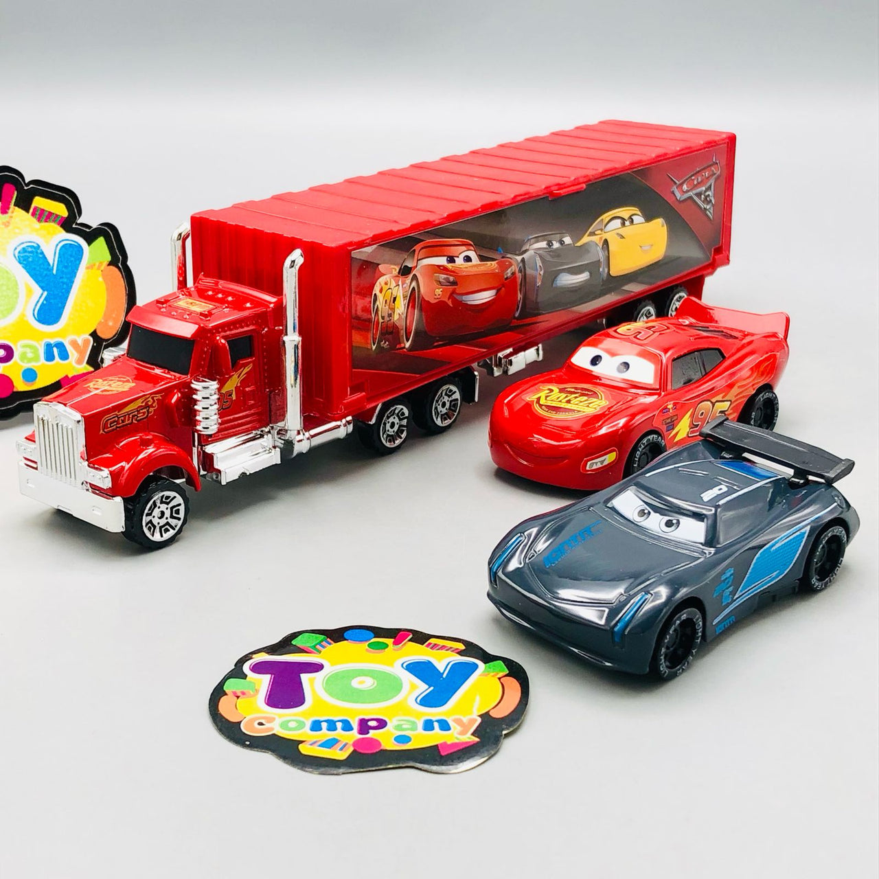 McQueen Inertial Container Truck With 2Pcs Alloy Cars
