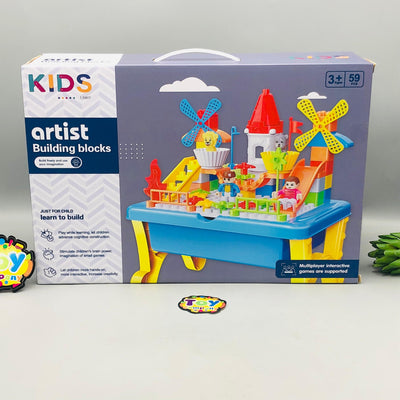 59Pcs Kids Artist Building Block Table Set