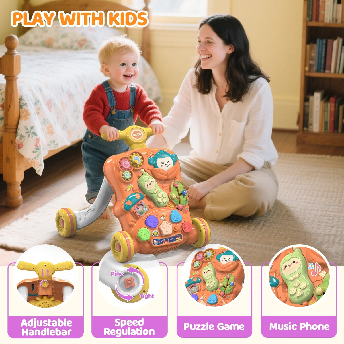 Multi-functional Baby Puzzle Activity Walker - Red