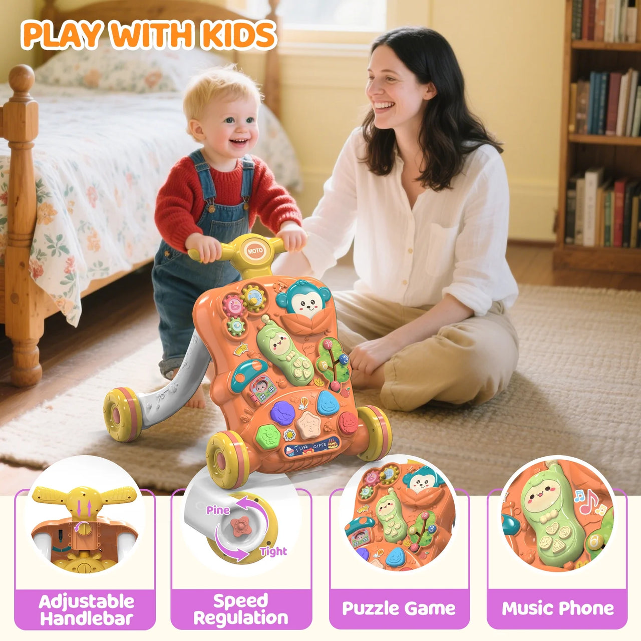 Multi-functional Baby Puzzle Activity Walker - Red