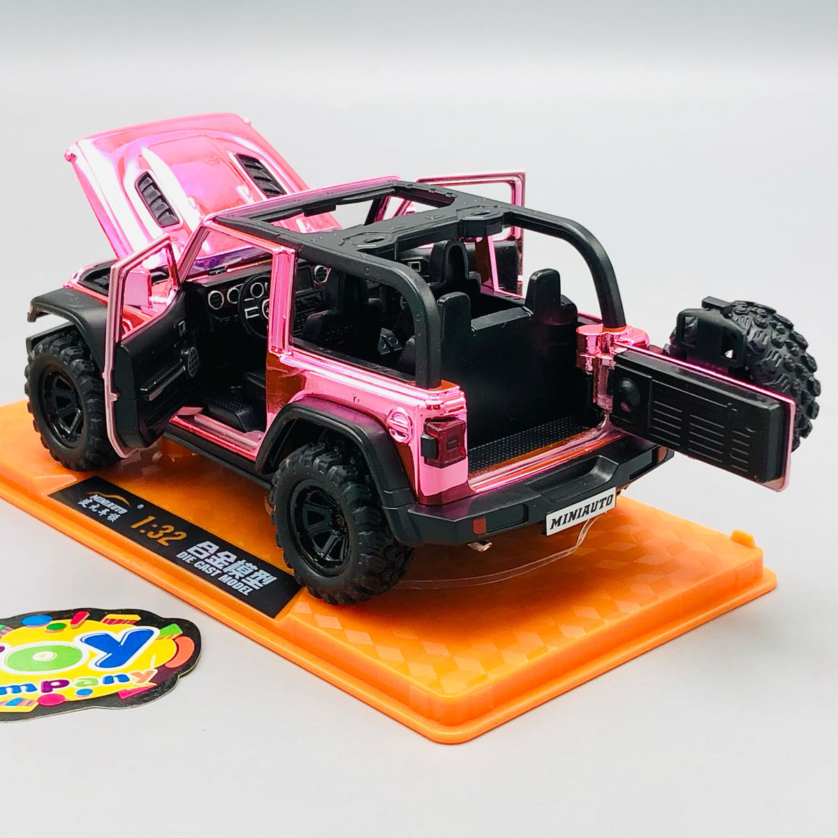 1:32 Diecast Rubicon Jeep With Acrylic Display Box - Metallic Pink