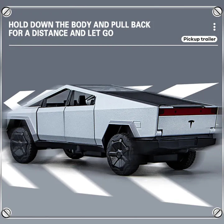 1:32 Diecast Tesla Pickup Truck With Bike & Trailer