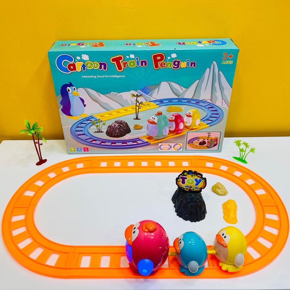 Cartoon Penguin Musical Train Track
