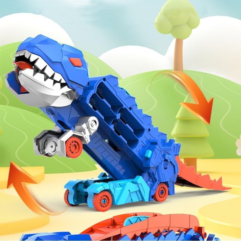 2in1 Foldable Dinosaur Truck With 2Pcs Cars