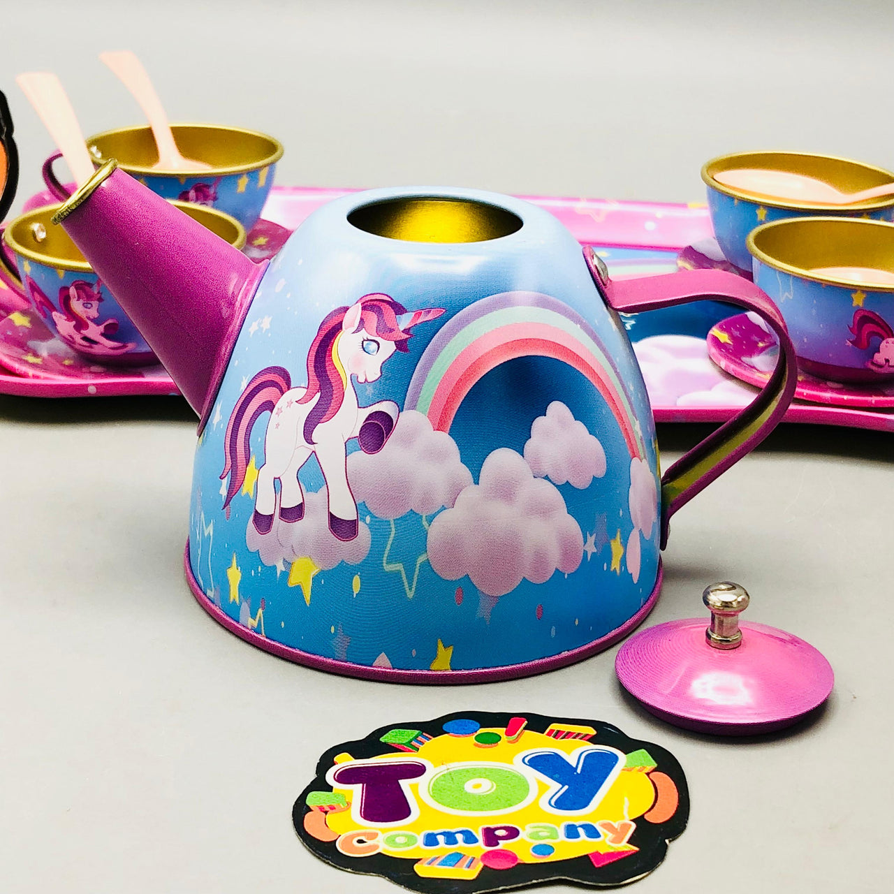 Kids 18Pcs Unicorn Themed Metal Tea Set