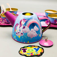 Kids 18Pcs Unicorn Themed Metal Tea Set