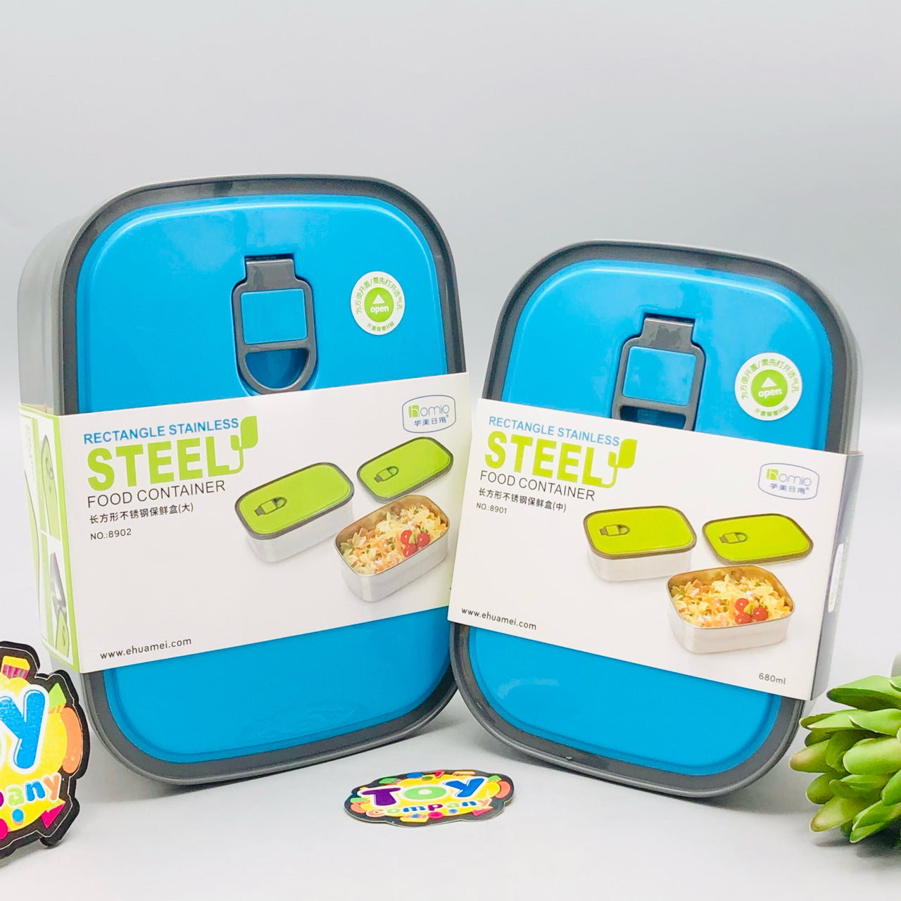 1.1L Stainless Steel Dual Lunch Box - Blue