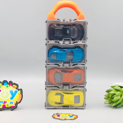 4Pcs Mini Diecast Pullback Cars With Display Racks