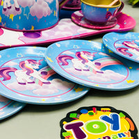 Kids 18Pcs Unicorn Themed Metal Tea Set