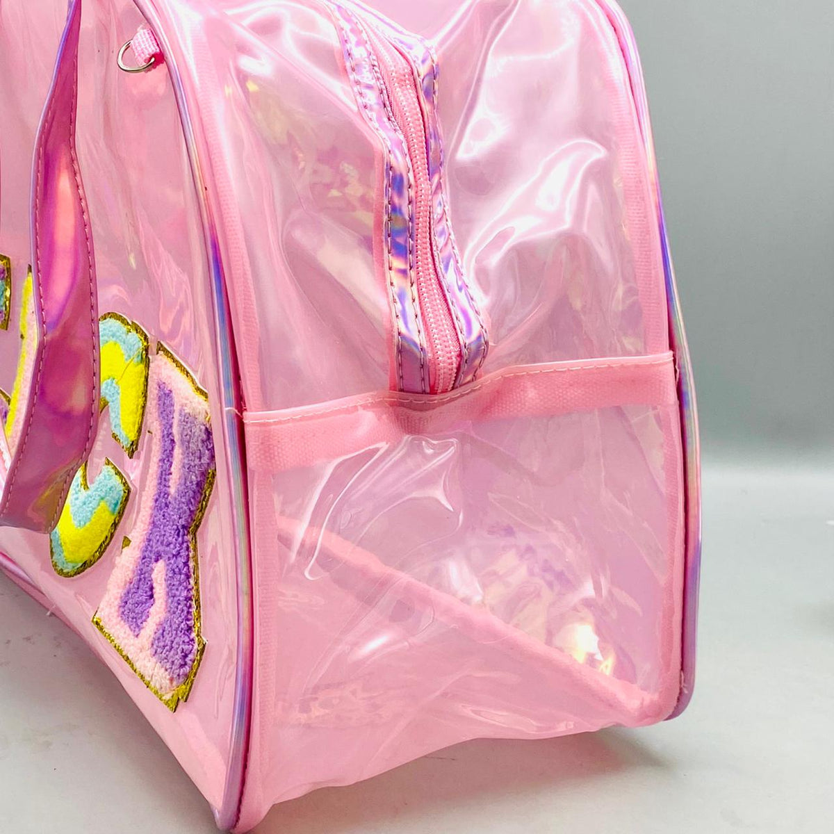 Premium Holographic Pink Chenille Duffle Bag