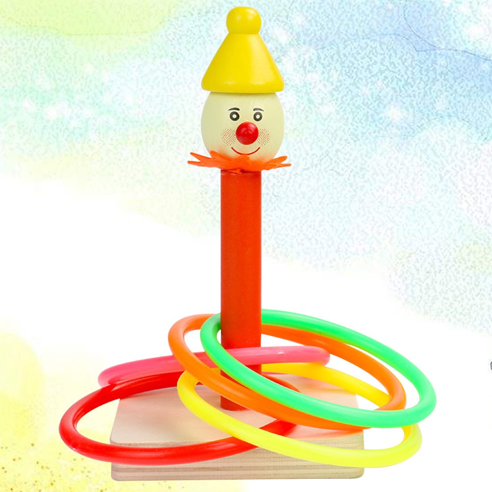 Wooden Clown Ferrule - Throwing Rings Game