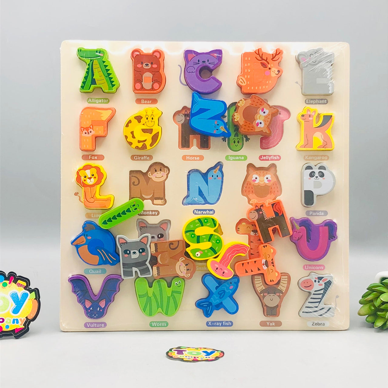 Wooden A to Z Animal Themed Puzzle Board