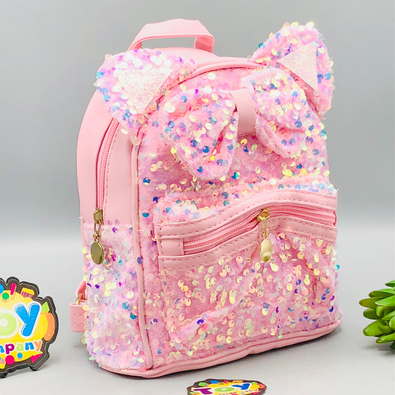 7.5* Inches Girls Fancy Kitty Backpack - Light Pink