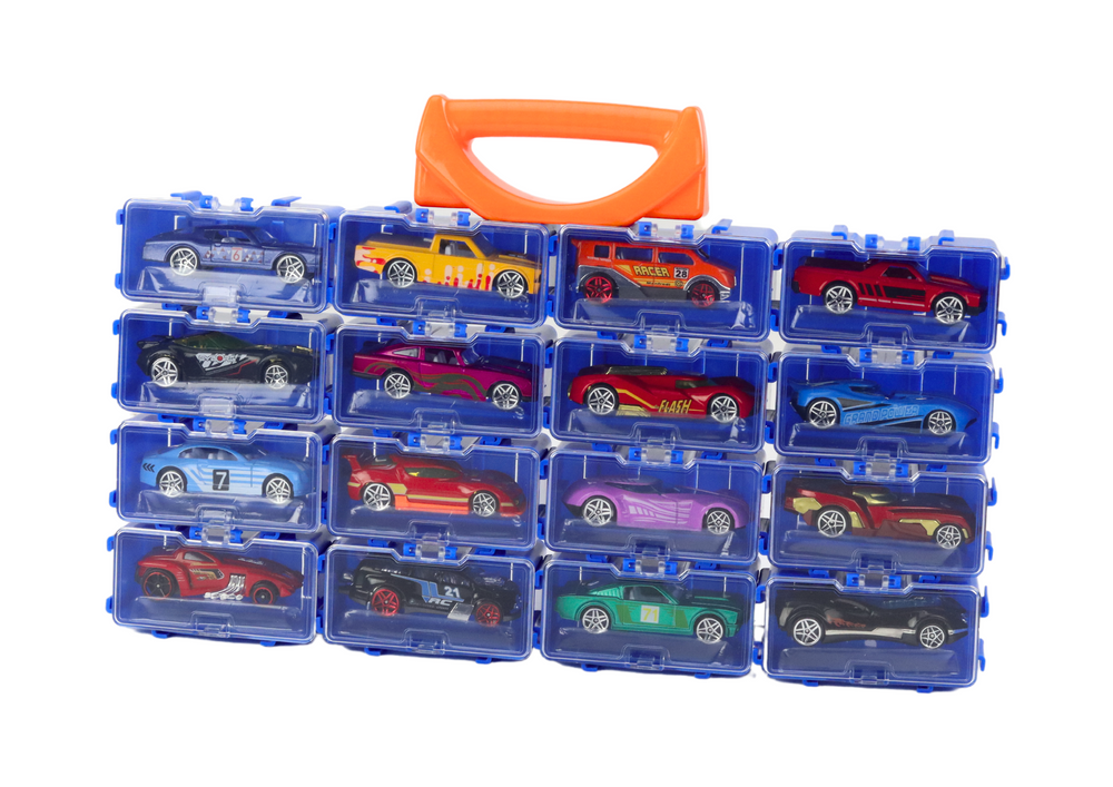 16Pcs Mini Diecast Inertial Cars With Display Racks
