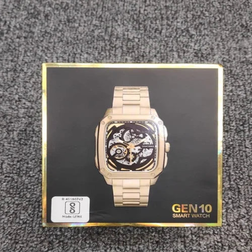 Gen-10 Smart Metal Watch With Gold & Lather Belt