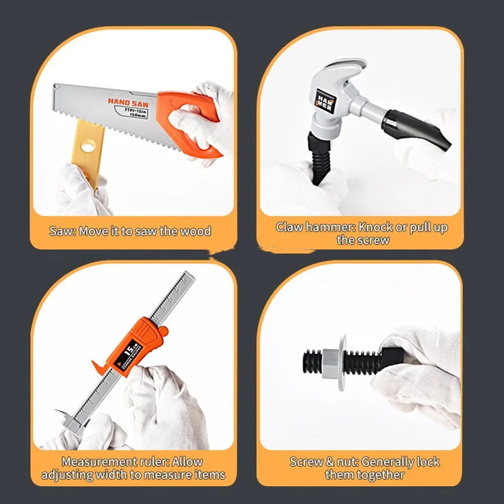 16Pcs Kids Pretend Play Tool Box