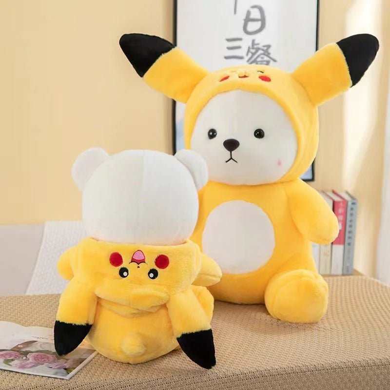 12* Inches Premium 2in1 Hoodie Pikachu Bear Stuff Toy