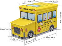 Kids Foldable Storage Box - School Bus Design Yellow