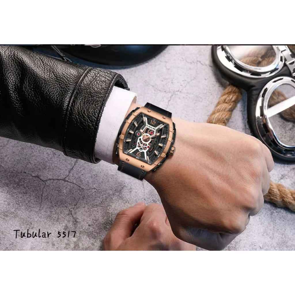 TUBULAR Leather Band Wrist Watch - Copy