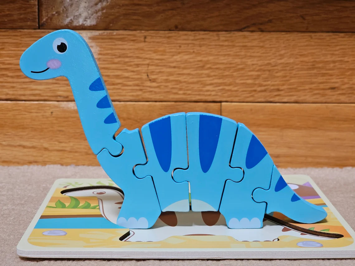 1Pc 3D Wooden Dinosaur Puzzle Jigsaw Board - Assortment