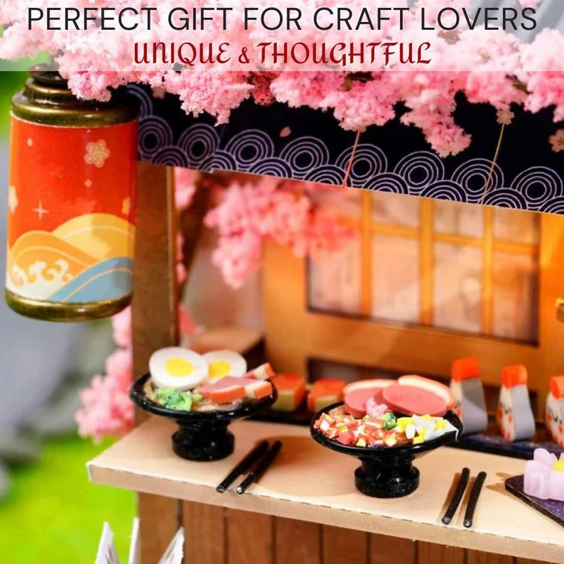 DIY Miniature Sakura Noodles Shop With LED Lights