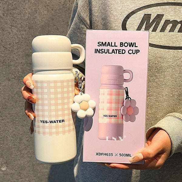 500ml Stainless Steel Insulated Cup Water Bottle - White