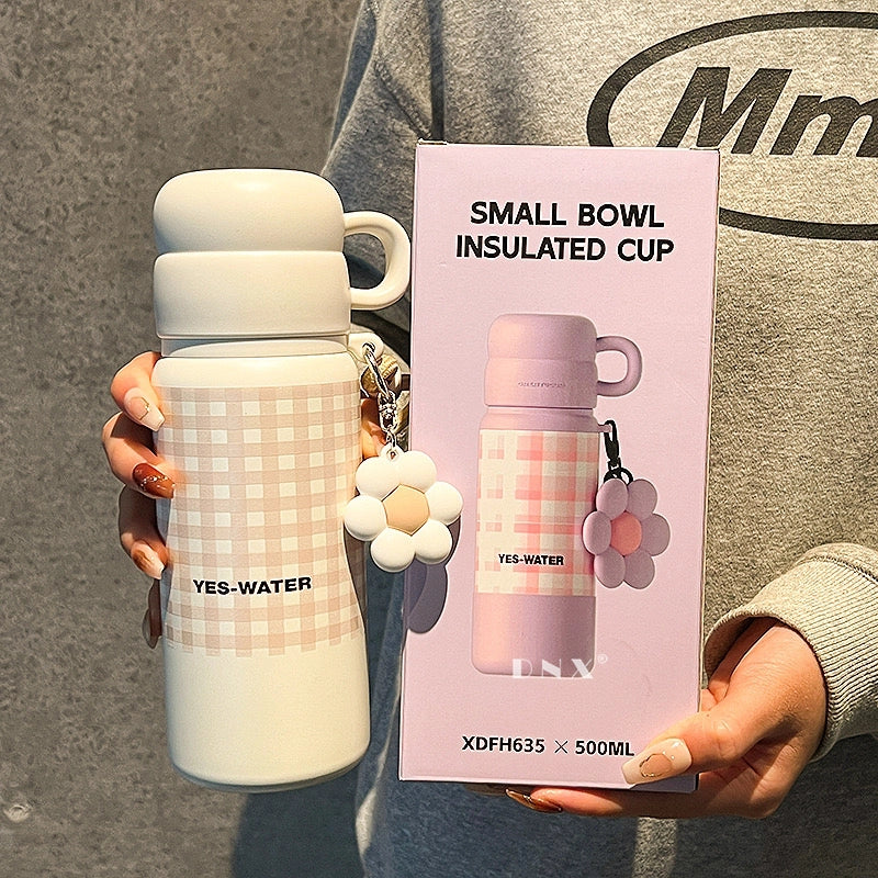 500ml Stainless Steel Insulated Cup Water Bottle - White