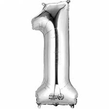16" Silver Number 1 Foil Balloon - 10Pcs