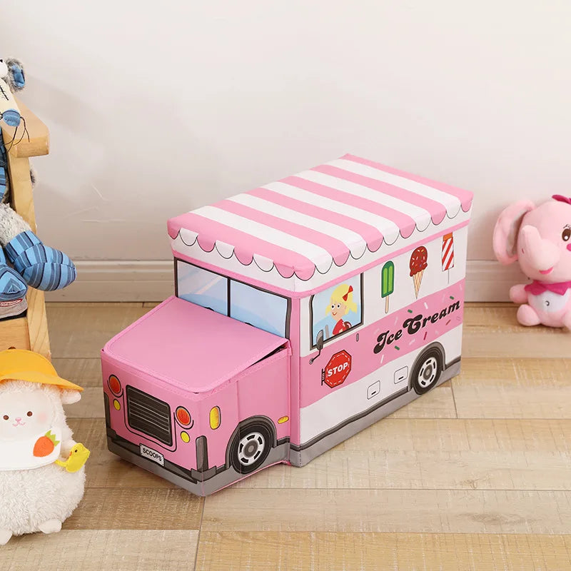 Kids Foldable Storage Box - Ice Cream Car Pink