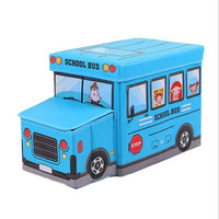 Kids Foldable Storage Box - School Bus Design Blue