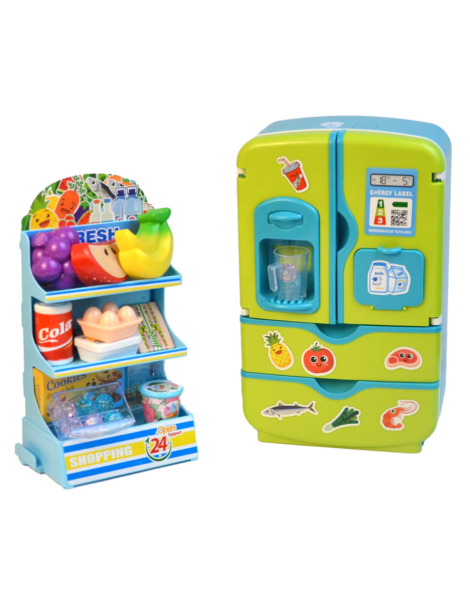 Kids Multi-functional Pretend Refrigerator With Light & Sound