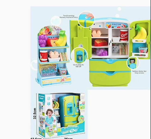 Kids Multi-functional Pretend Refrigerator With Light & Sound