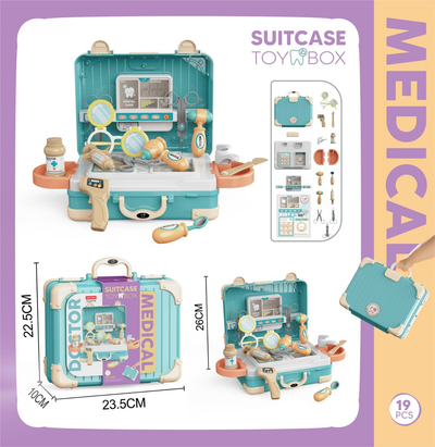 19Pcs Pretend Play Kids Doctor Medical Suitcase
