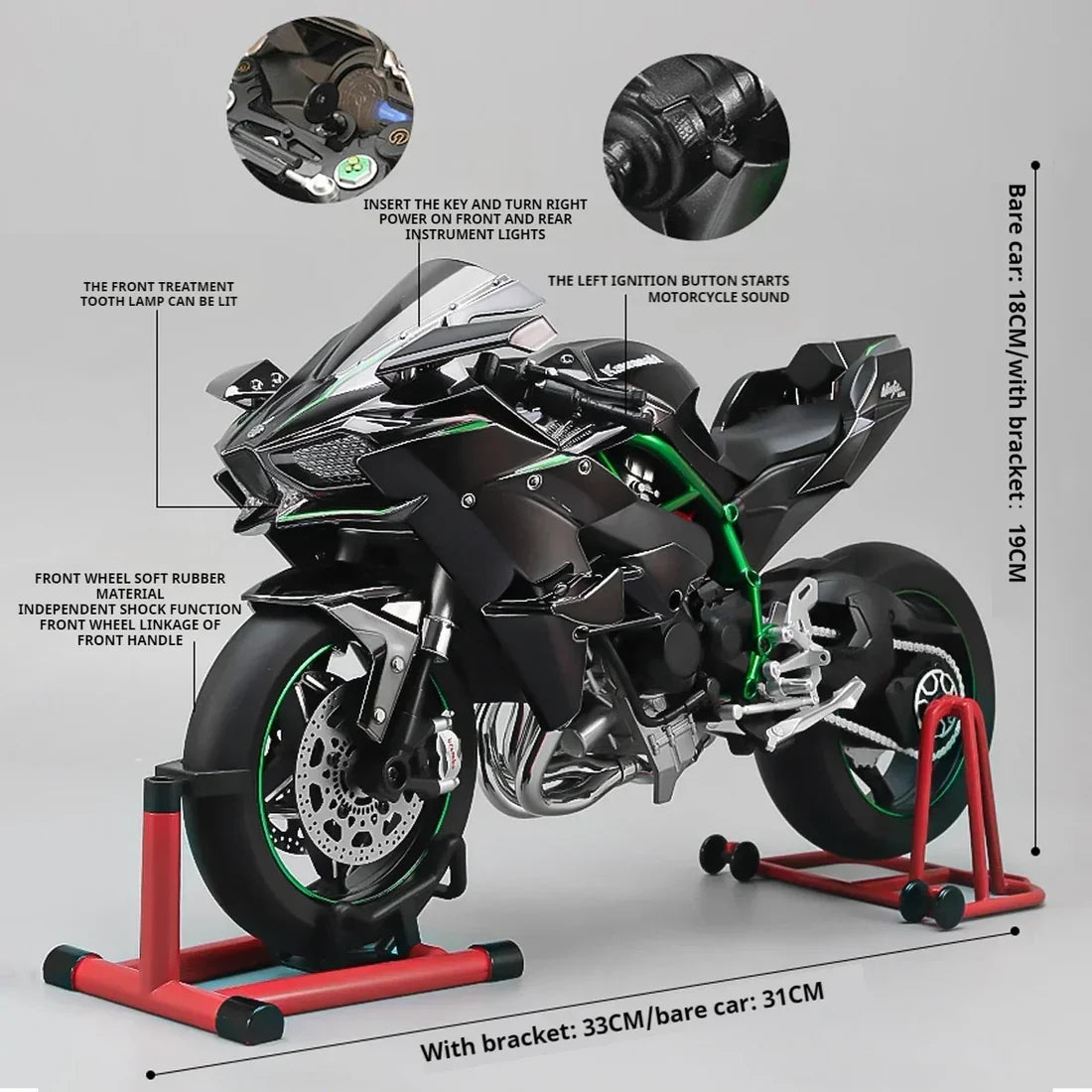 1:6 Diecast Kawasaki Ninja H2R Bootable Spray Bike