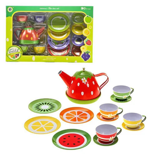 14Pcs Metal Fruit Themed Tea Set For Kids