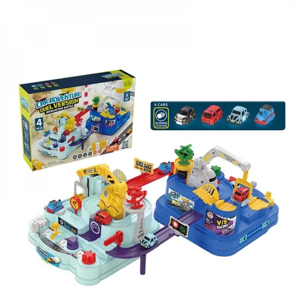 Manual Car Adventure Dual Version Track Set - 4Pcs Assorted Cars