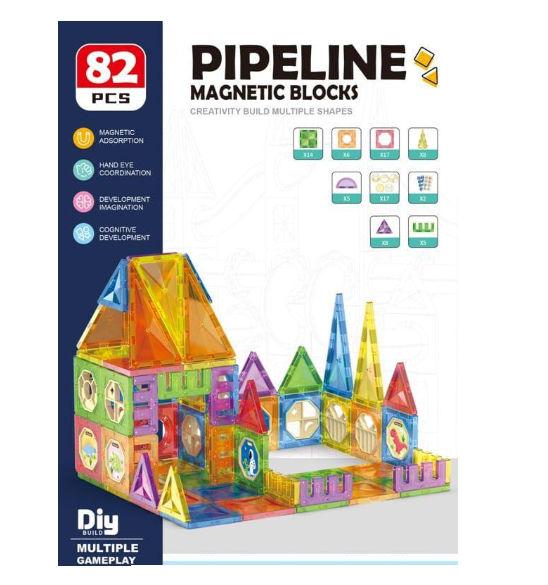 82Pcs Pipeline Magnetic Building Blocks Set