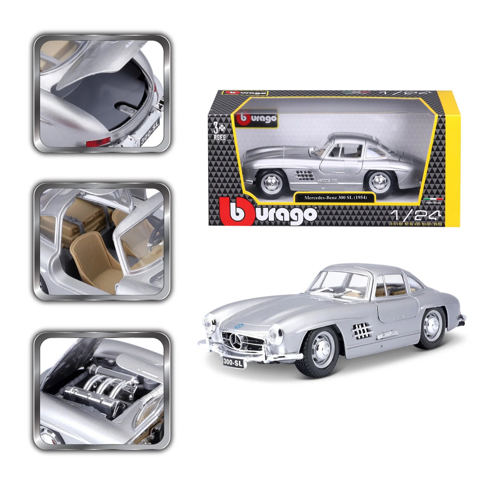 Bburago 1:24 Diecast Mercedes Benz 300SL - Silver