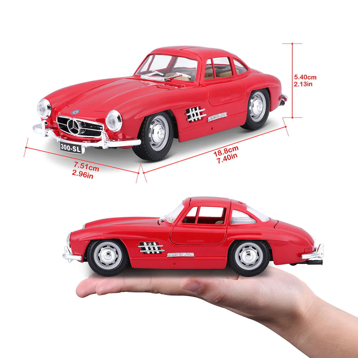 Bburago 1:24 Diecast Mercedes Benz 300SL - Red