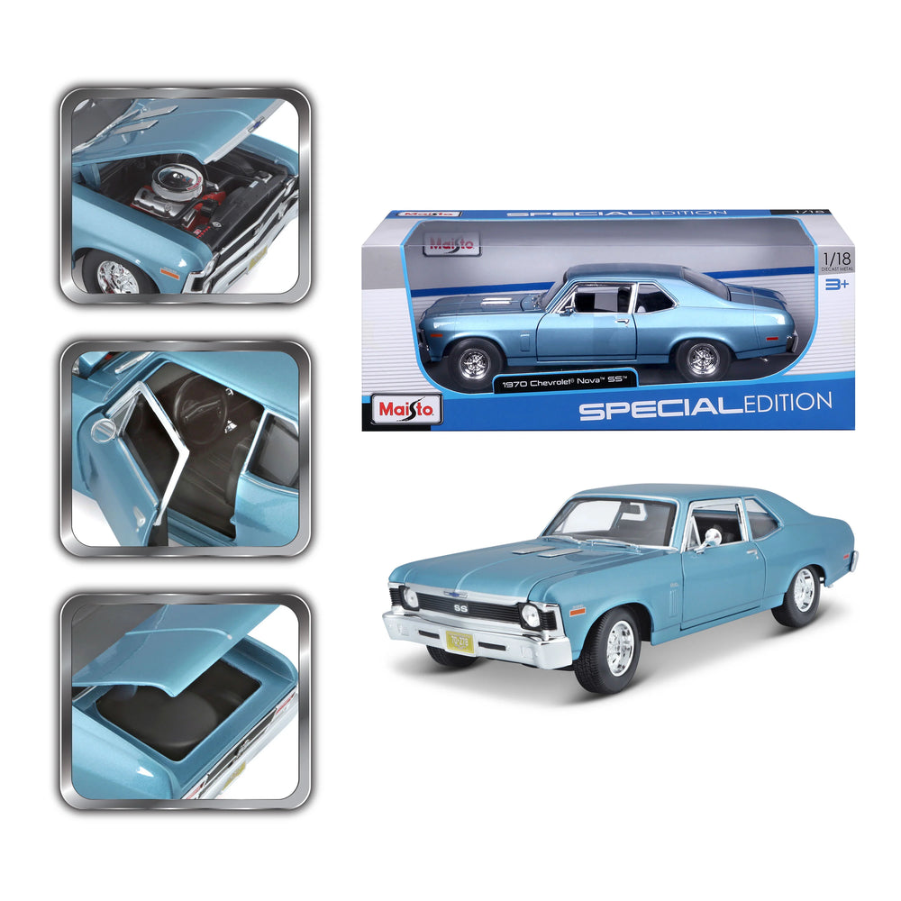 Maisto 1:18 Diecast 1970 Chevrolet Nova Ss Coupe - Blue