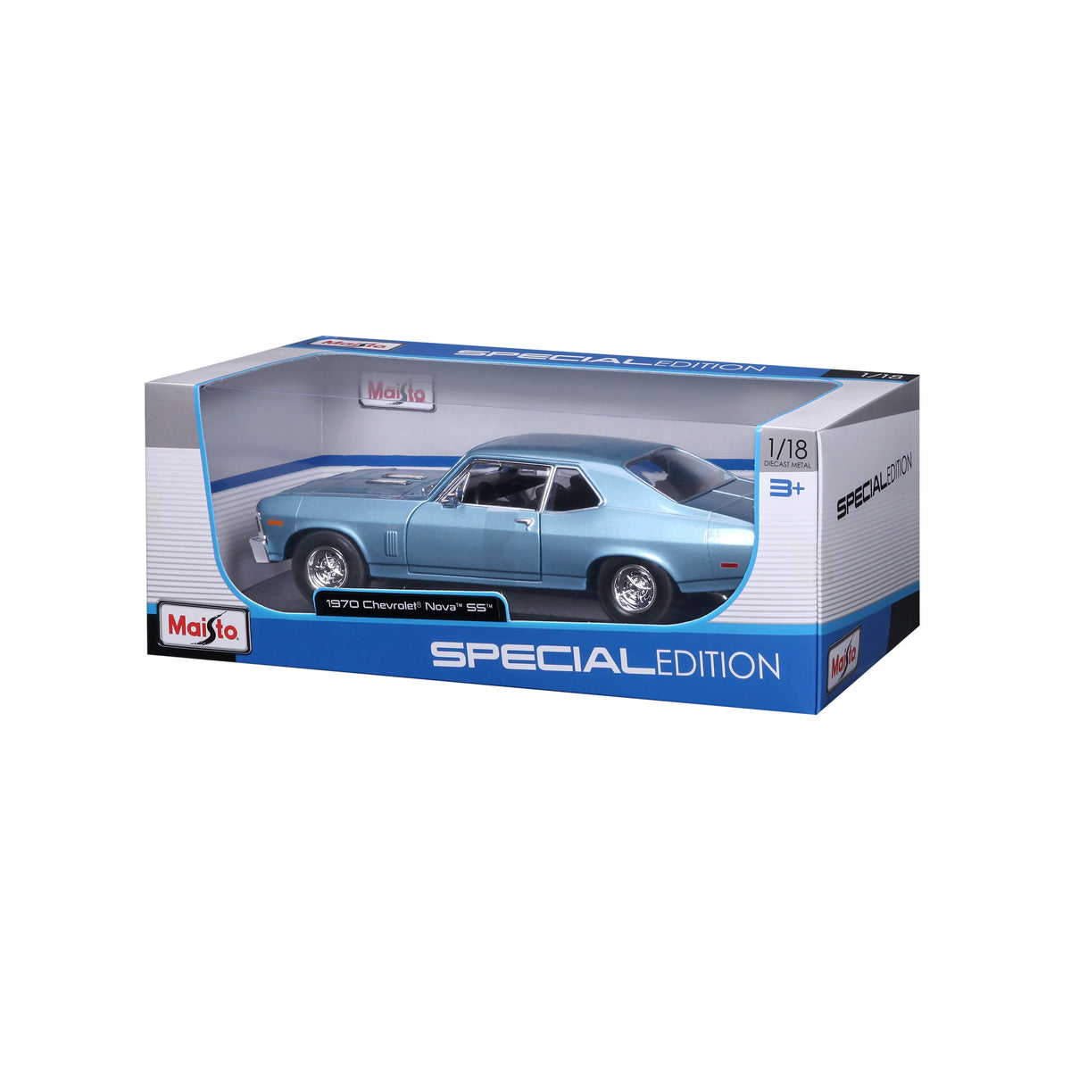 Maisto 1:18 Diecast 1970 Chevrolet Nova Ss Coupe - Blue