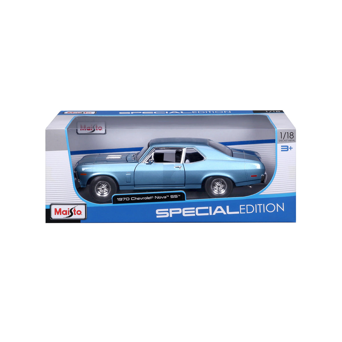 Maisto 1:18 Diecast 1970 Chevrolet Nova Ss Coupe - Blue