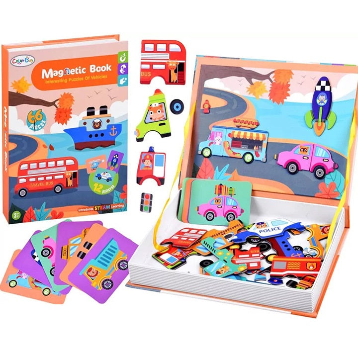 Magnetic Book Interesting Puzzle of Vehicles