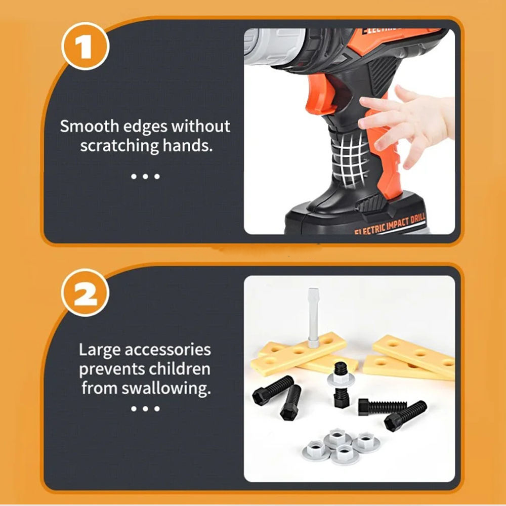 16Pcs Kids Pretend Play Tool Set With Electric Drill